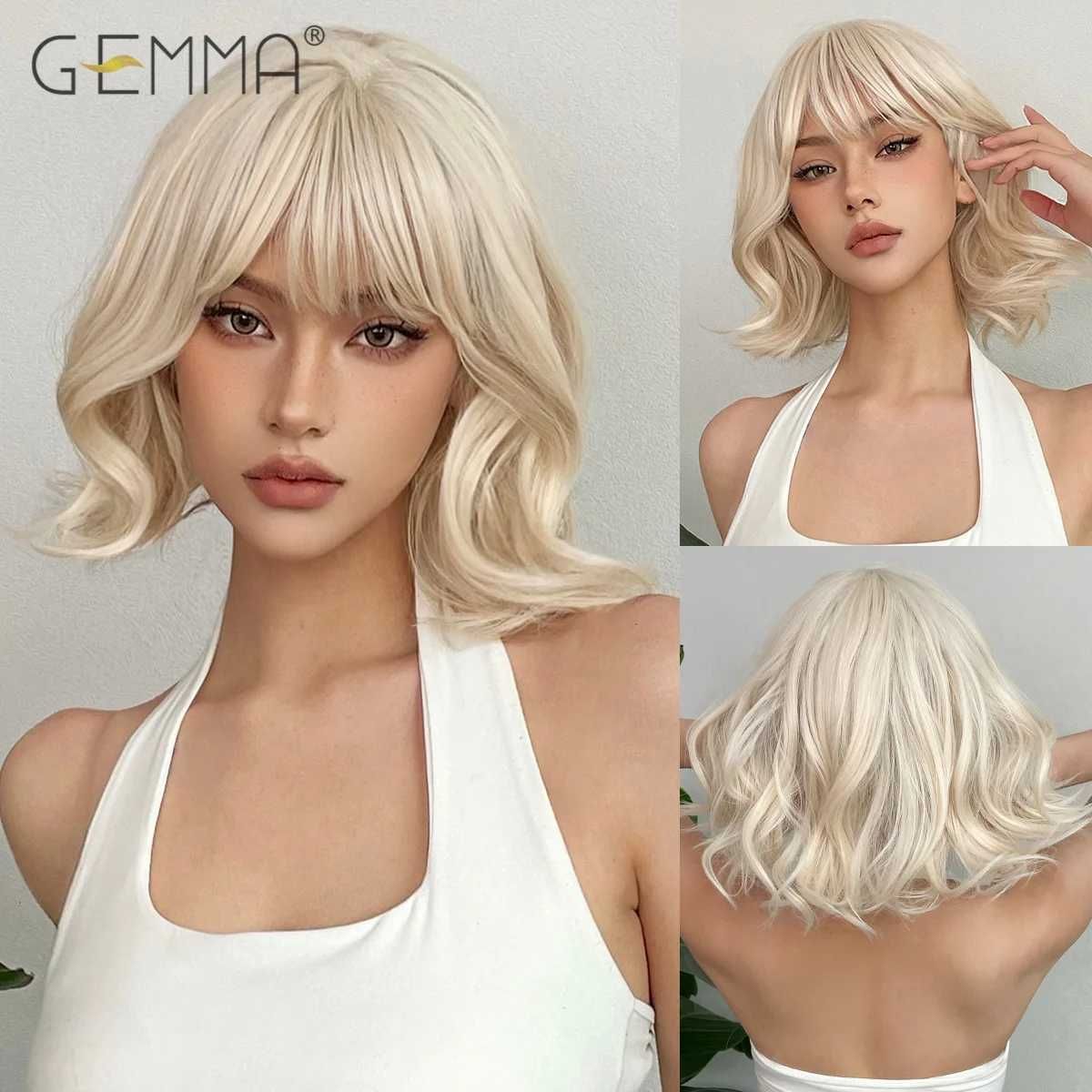 Shoulder Long Light Purple Synthetic Curly Wig with Bangs detail view 5