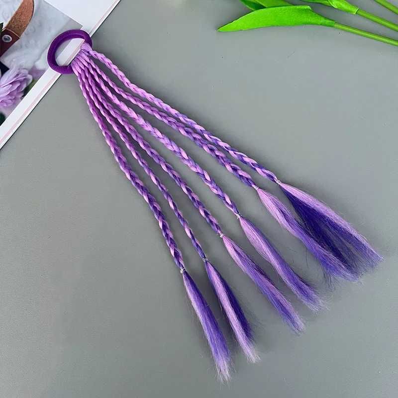 1PCS New Girls Colored Dirty Braids Wigs Ponytail Headbands detail view 4