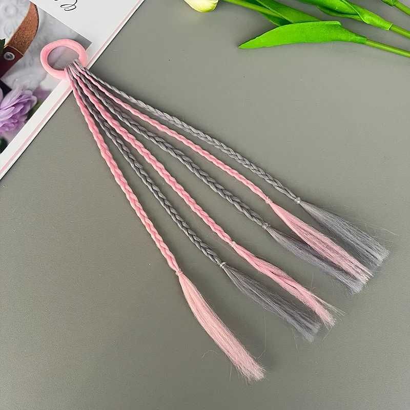 1PCS New Girls Colored Dirty Braids Wigs Ponytail Headbands detail view 2