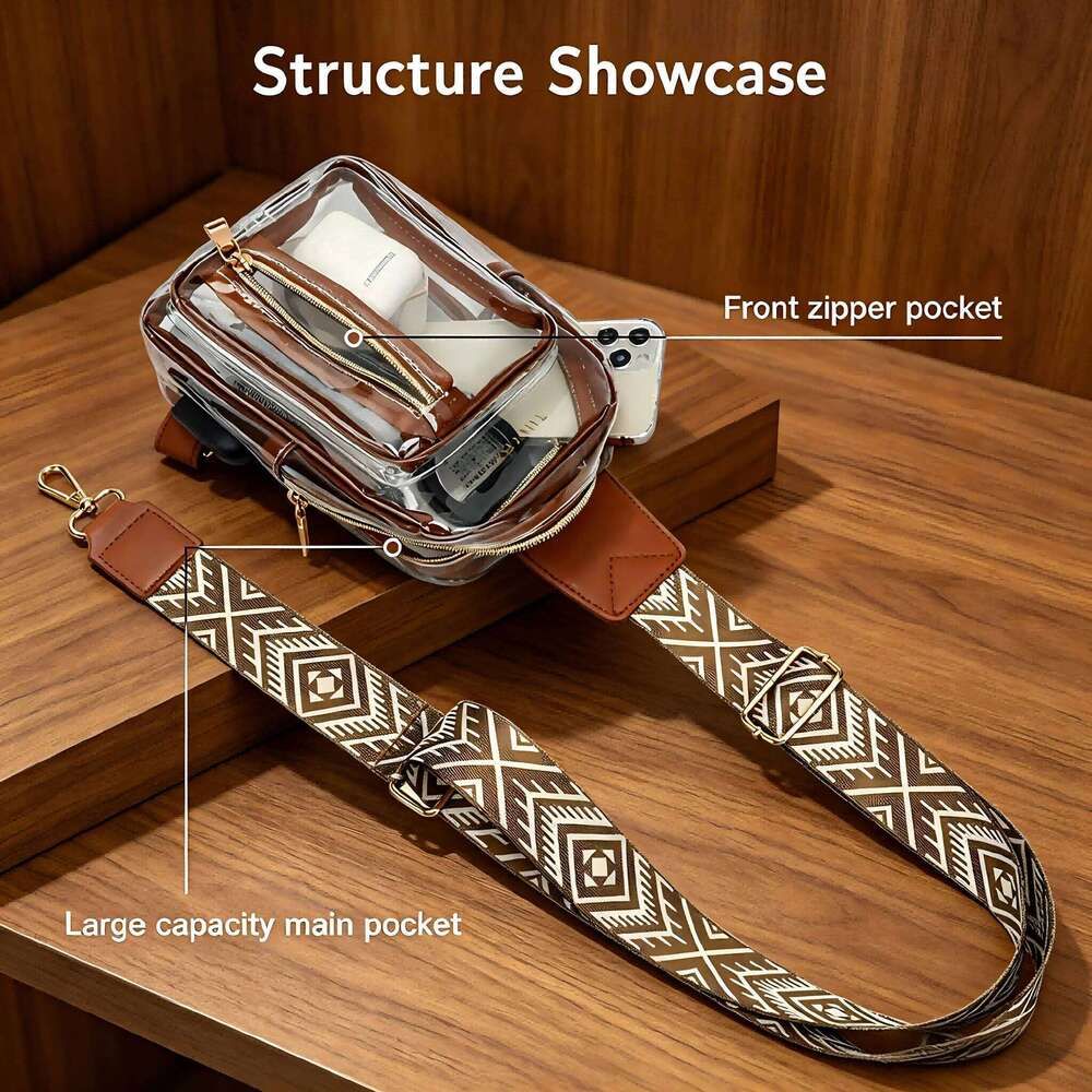 TINYAT Waterproof Clear PVC Crossbody For Women Men 3 TINYAT Waterproof Clear PVC Crossbody For Women Men - Image 3