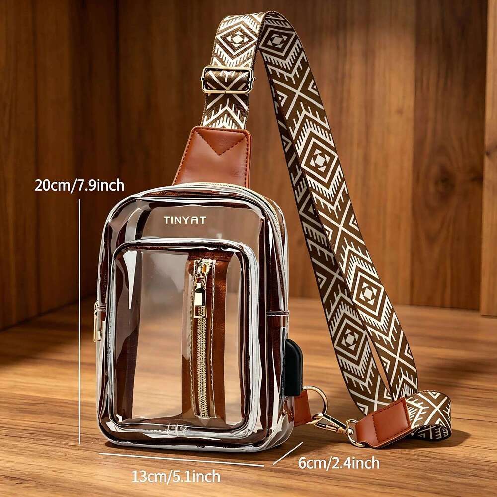 TINYAT Waterproof Clear PVC Crossbody For Women Men 2 TINYAT Waterproof Clear PVC Crossbody For Women Men - Image 2