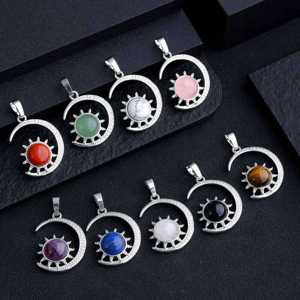 Boho Style Natural Stone Pendant Sun And Moon. - Image 3