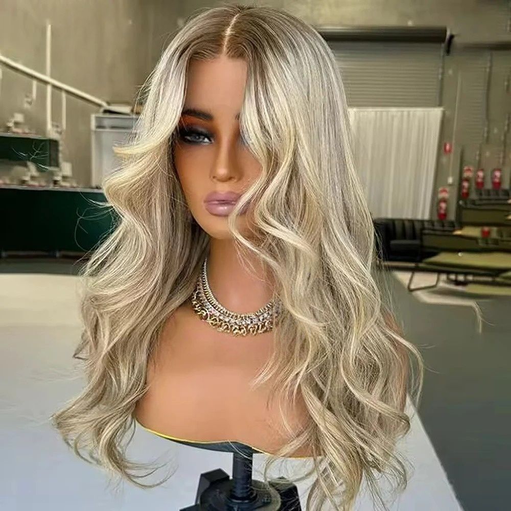 200% Density Ash Blonde Virgin Human Hair Wig With Natural
