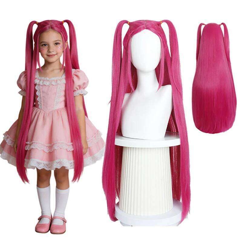 27 Inch Rose Red Long Straight Cosplay Bangs 2