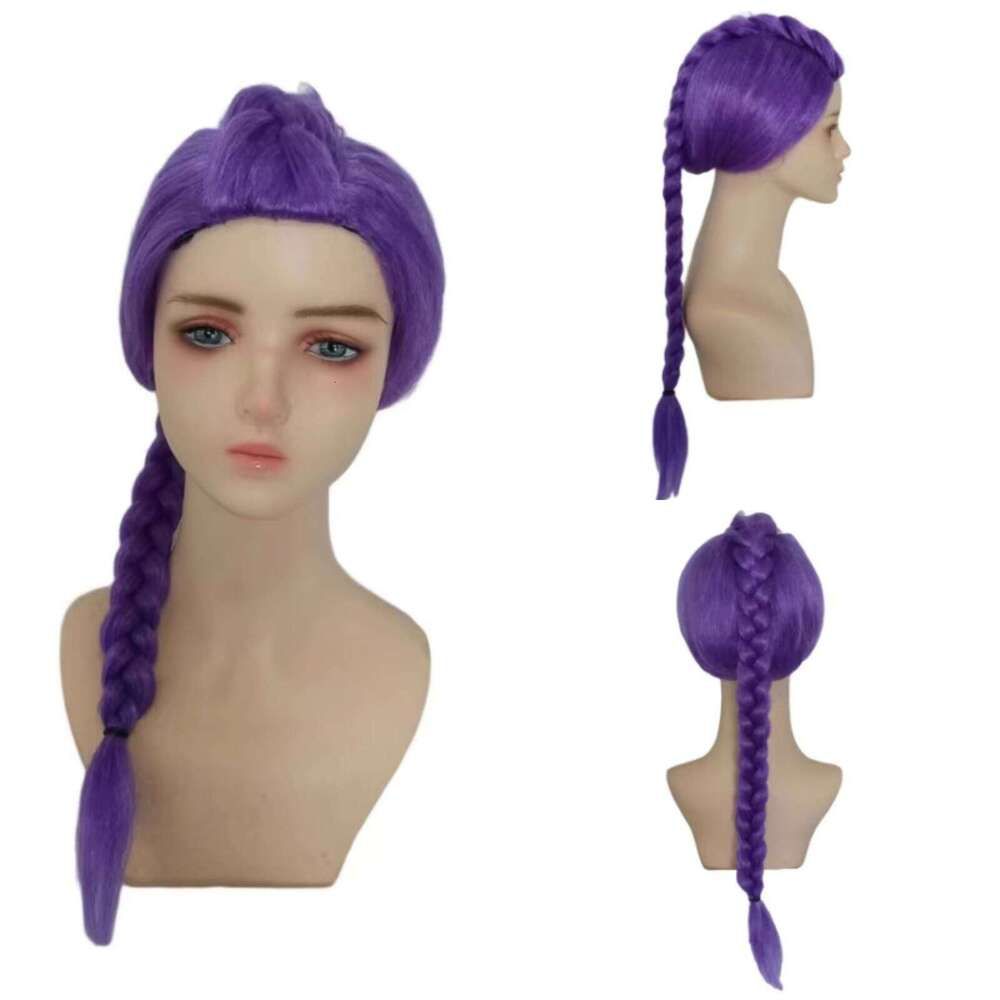 23Inch Long Braid Purple Side Ponytail Kids Halloween Costume detail view 4