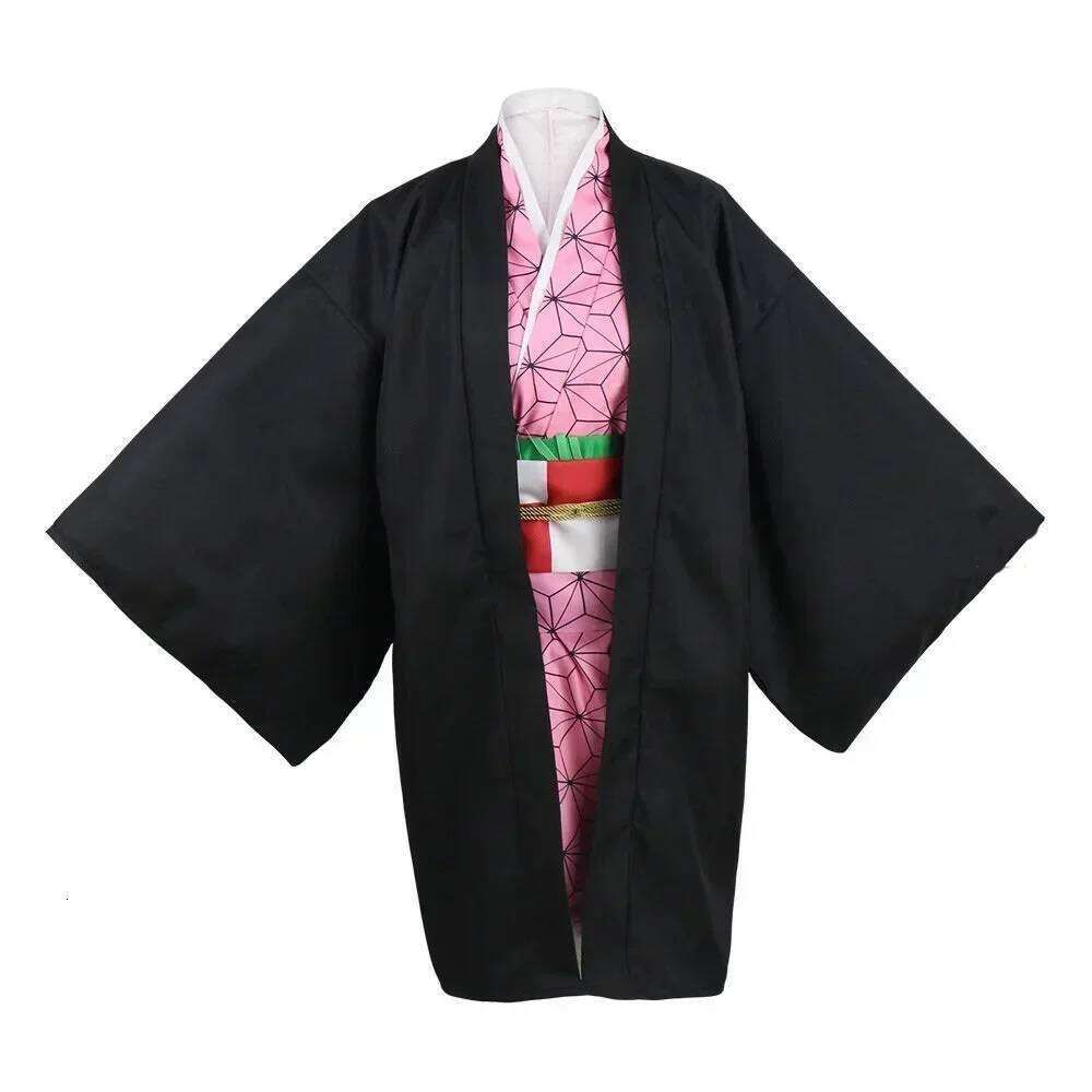 Anime character Nezuko cosplay kimono wig women's Halloween party view 2