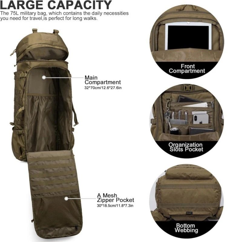 Large Capacity 75L Outdoor Hiking Travel Bag Unisex. 4 Large Capacity 75L Outdoor Hiking Travel Bag Unisex. - Image 4