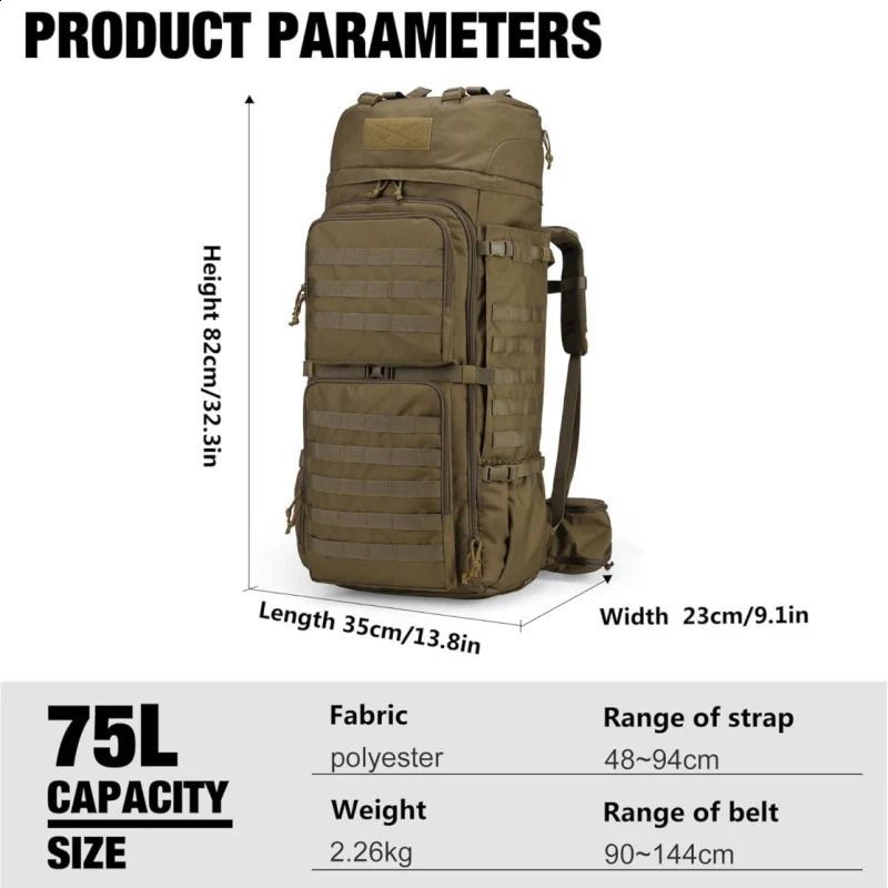 Large Capacity 75L Outdoor Hiking Travel Bag Unisex. 2 Large Capacity 75L Outdoor Hiking Travel Bag Unisex. - Image 2