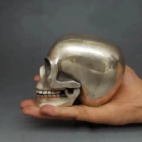 Collectible Old Handwork Tibet Silver Bonelike Skull.. - Image 4