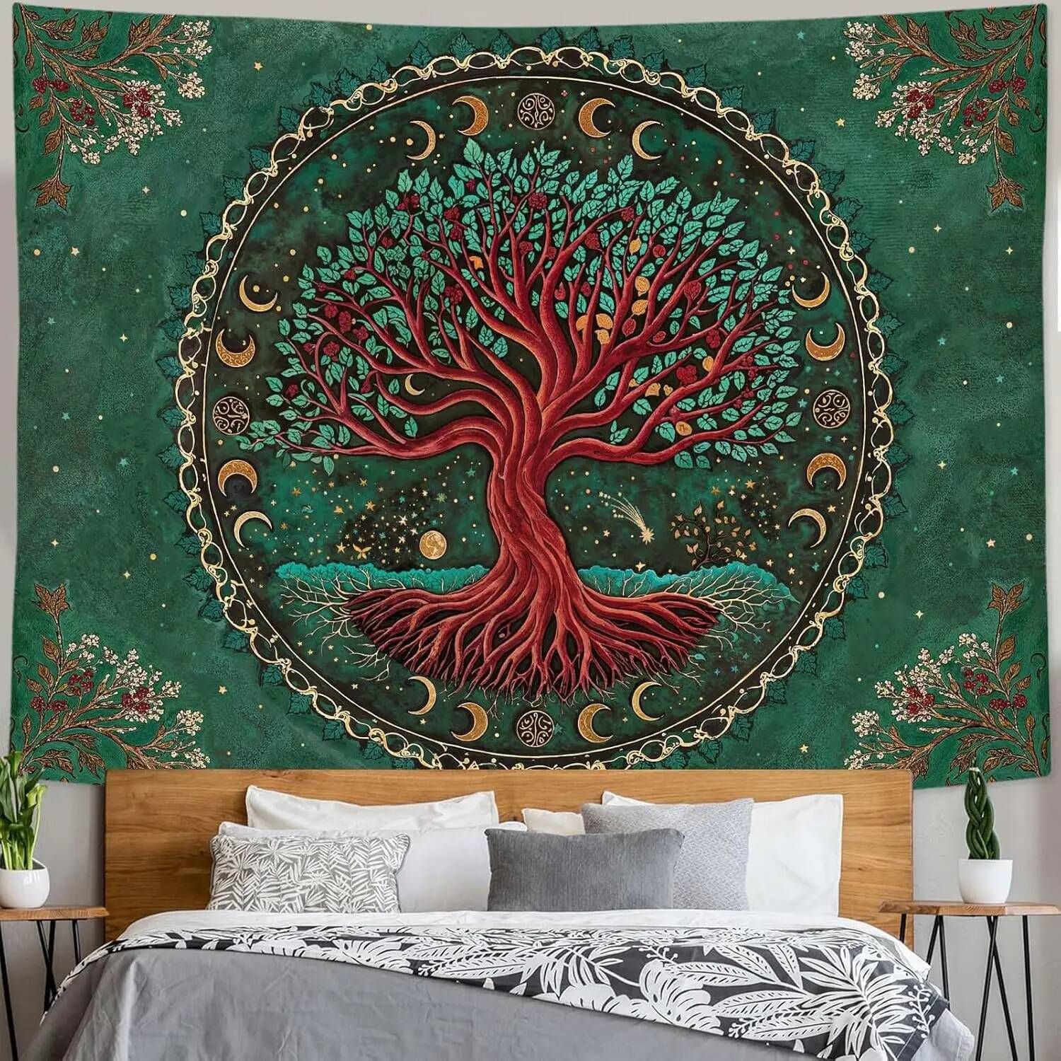 Mystical Tree Of Life And Moon Cycle Wall Mural 2D 2 Mystical Tree Of Life And Moon Cycle Wall Mural 2D - Image 2