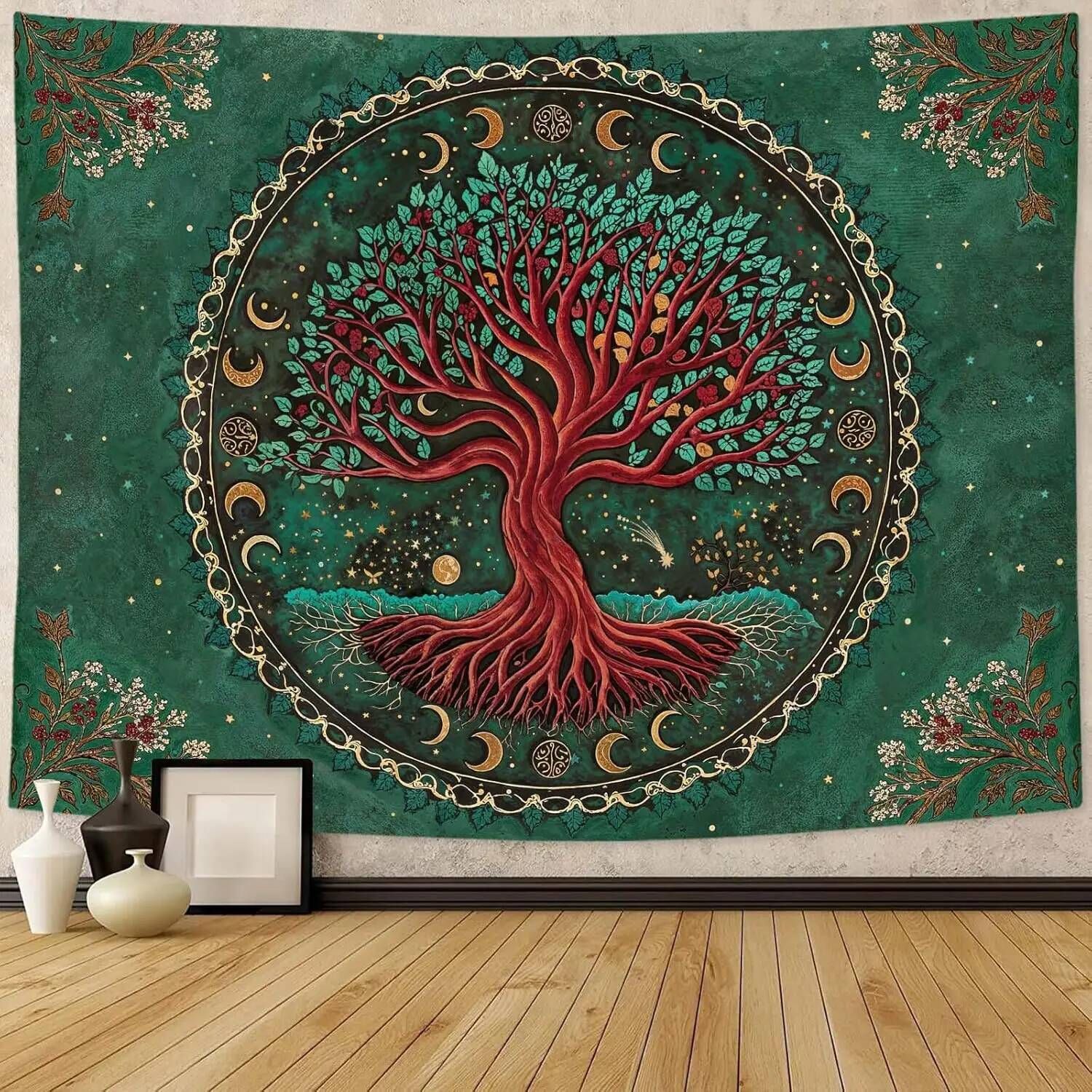 Mystical Tree Of Life And Moon Cycle Wall Mural 2D 1 Mystical Tree Of Life And Moon Cycle Wall Mural 2D