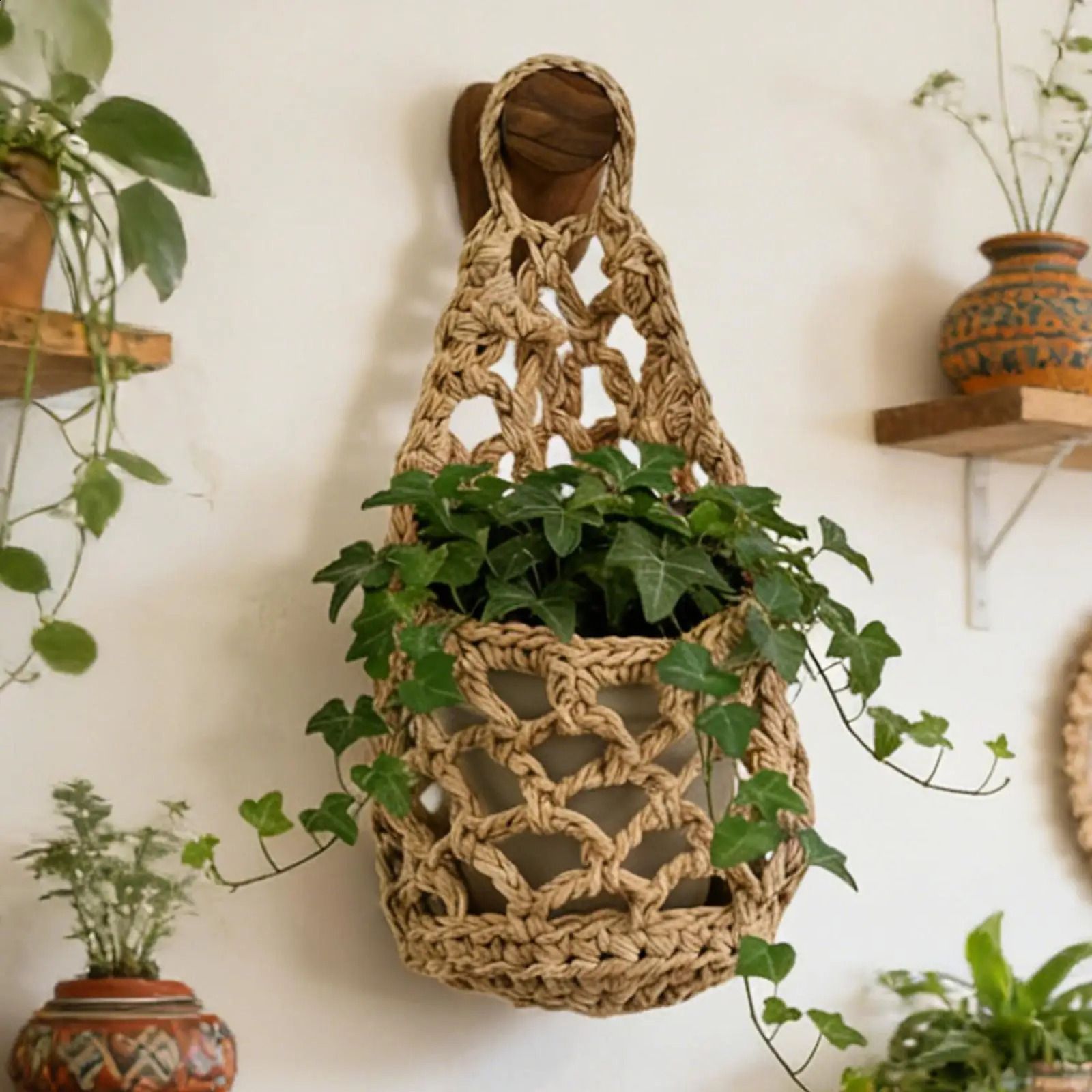 Boho Macrame Woven Cotton Plant Hangers Clinic ... 5 Boho Macrame Woven Cotton Plant Hangers Clinic ... - Image 5