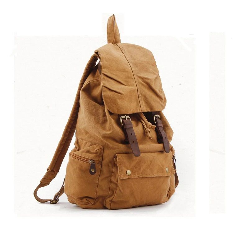 Vintage Leather Military Canvas Backpack Durable 3 Vintage Leather Military Canvas Backpack Durable - Image 3