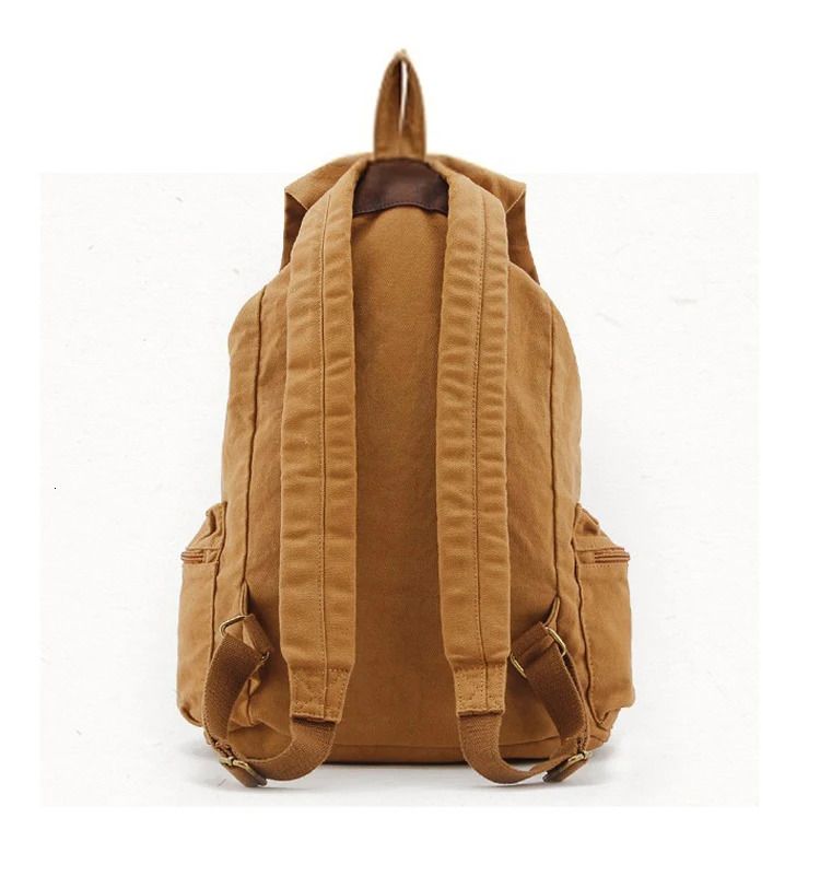 Vintage Leather Military Canvas Backpack Durable 4 Vintage Leather Military Canvas Backpack Durable - Image 4