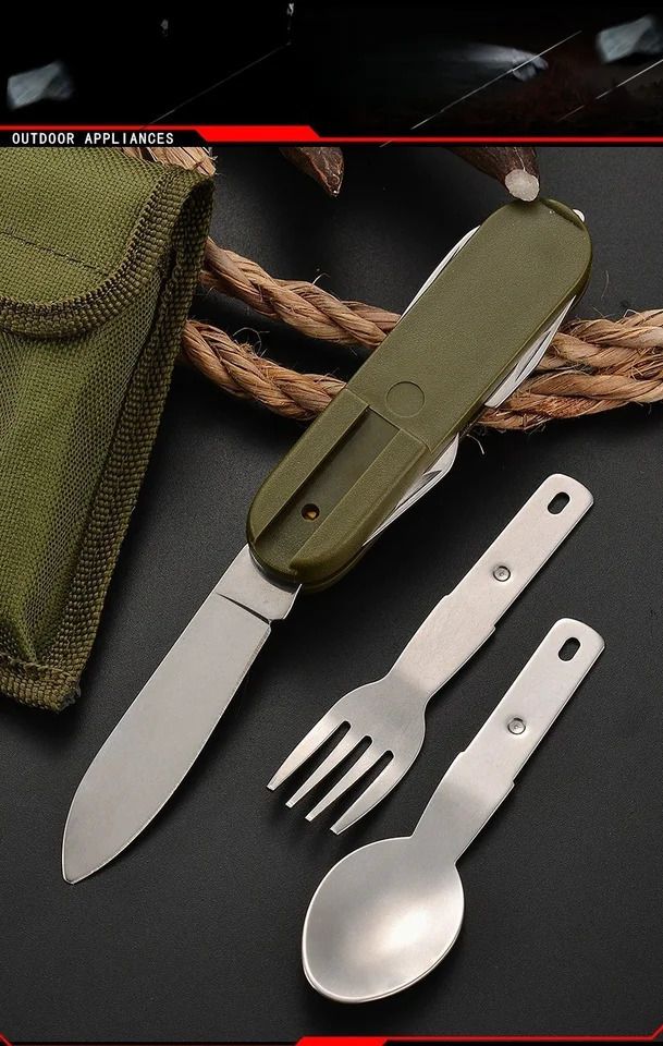 7in1 Multi Function Outdoor Tableware Stainless 2 7in1 Multi Function Outdoor Tableware Stainless - Image 2