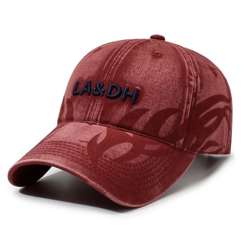 New Washed Hat Retro Distressed Letter Embroidered Baseball Soft Top Duckbill Cap_voghion.com