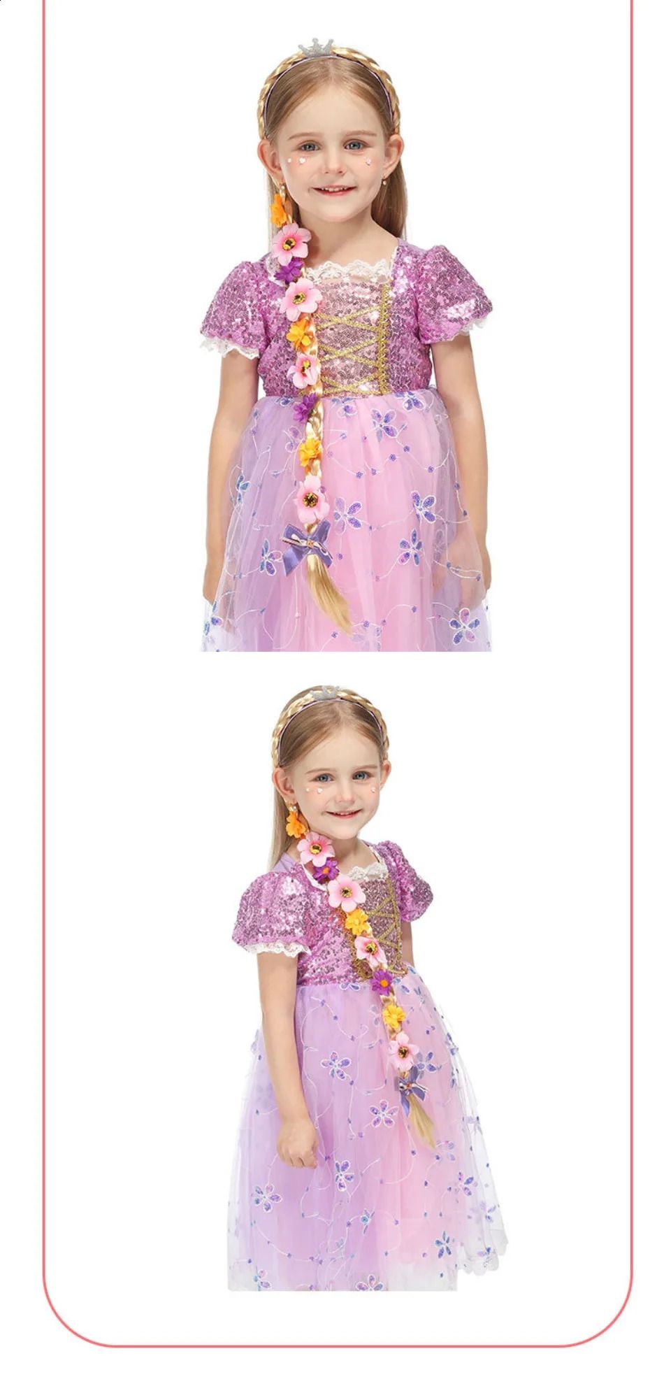 Girls Princess Flowers Headband Flower Fary Dress Up Weaving detail view 5