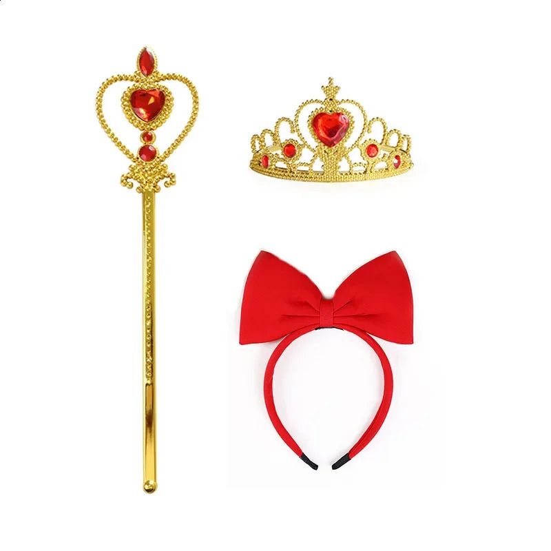 Kids Crown Magic Wand Necklace Wig Headdress Set Girls detail view 3