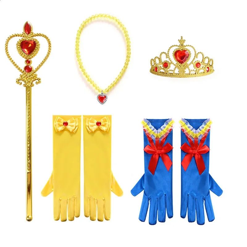 Kids Crown Magic Wand Necklace Wig Headdress Set Girls view 2