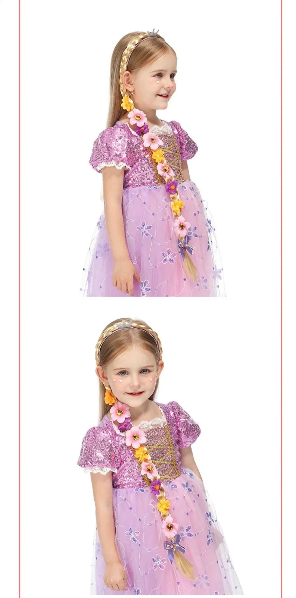 Girls Princess Flowers Headband Flower Fary Dress Up Weaving detail view 4