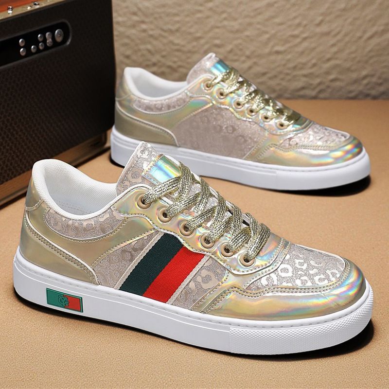 Women's Silver Monogram Luxury Up Skate Shoes Autumn New Casual Trendy Versatile Flat Lace Up Men's Sports Sneakers_voghion.com
