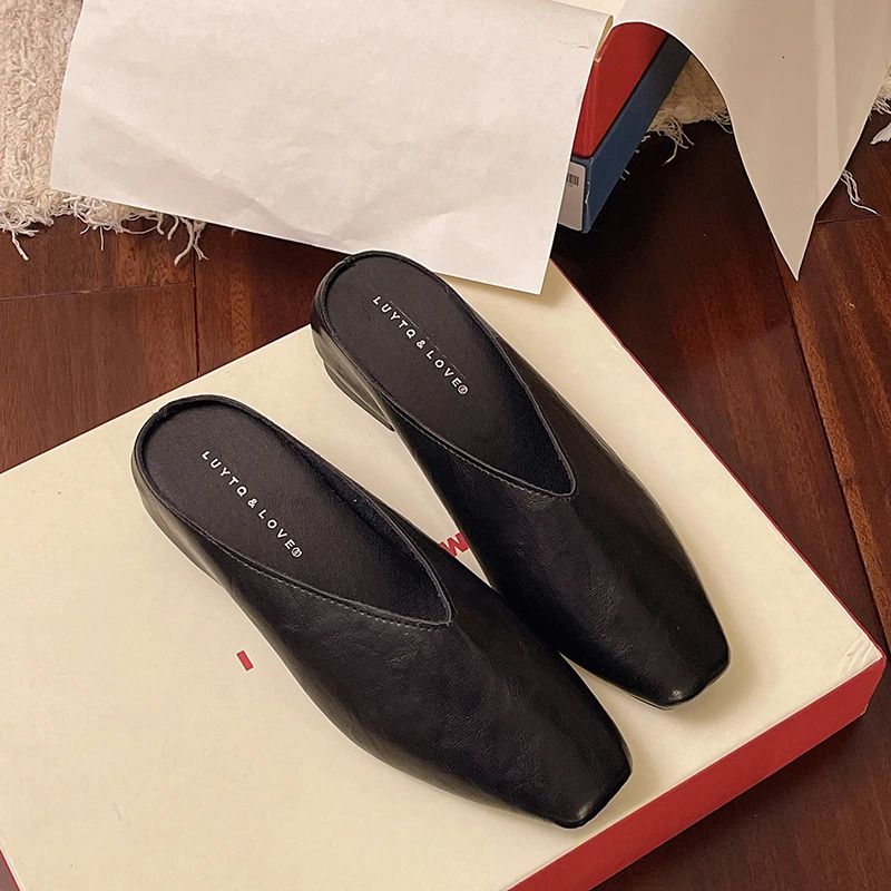 French Sandals Womens Outer Wear Spring One Pedal Small Large Size Versatile Bag Head Half Slippers 260423_voghion.com