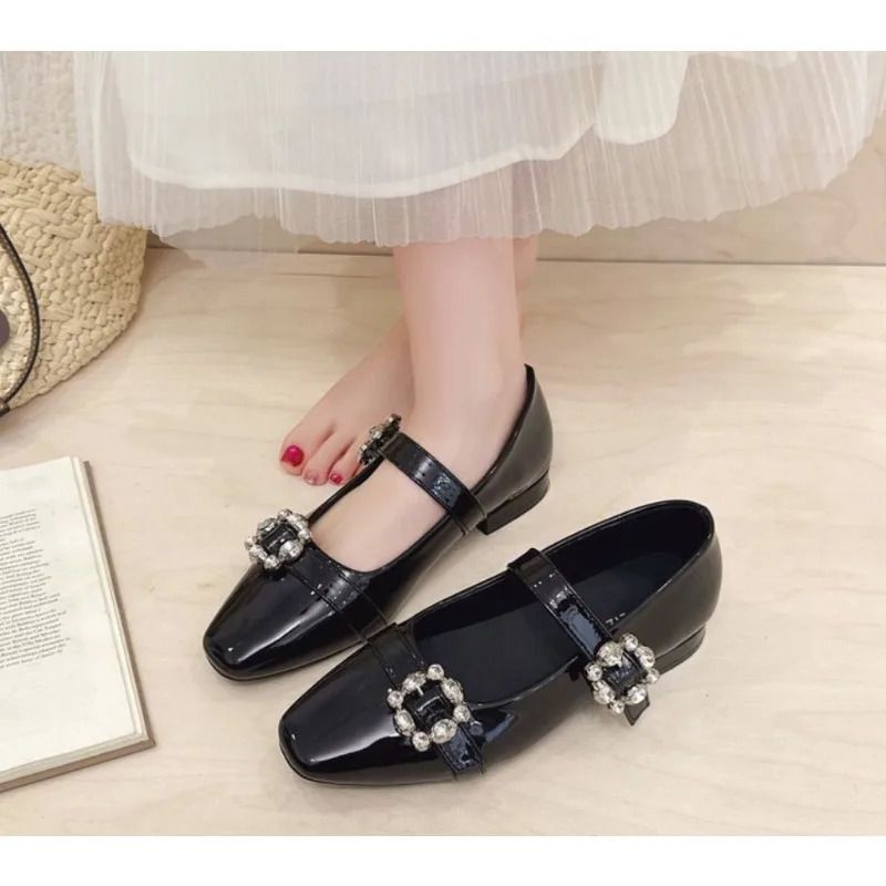 Scarpe da ballo doppie con fibbia in metallo, scollo basso, strass, versatili e comode 260423_voghion.com