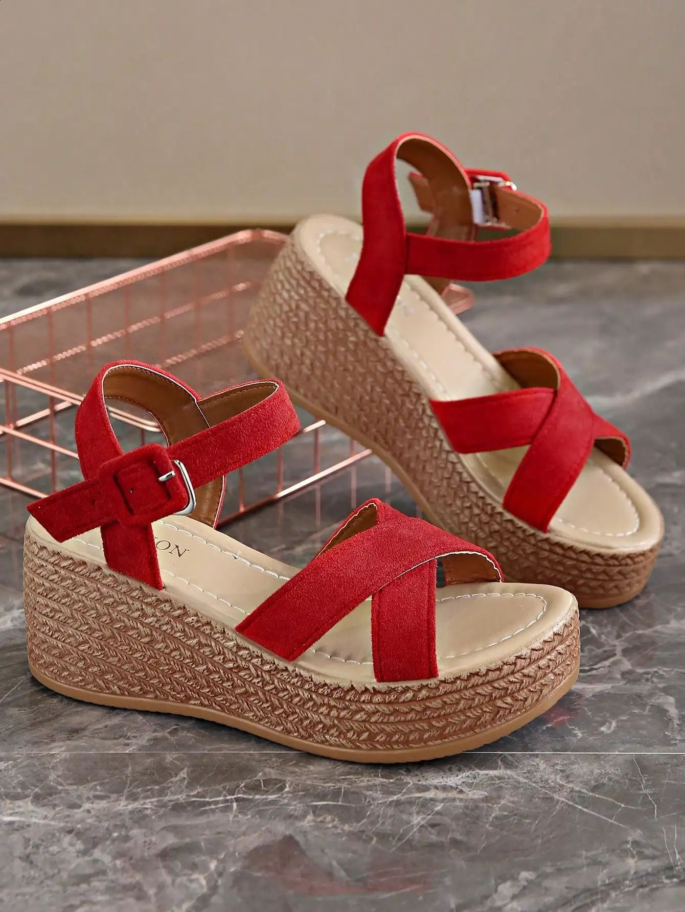 Casual Lightweight Thick Soled One Strap Sandals For Women Summer Waterproof Platform High Heels 7cm 260122_voghion.com