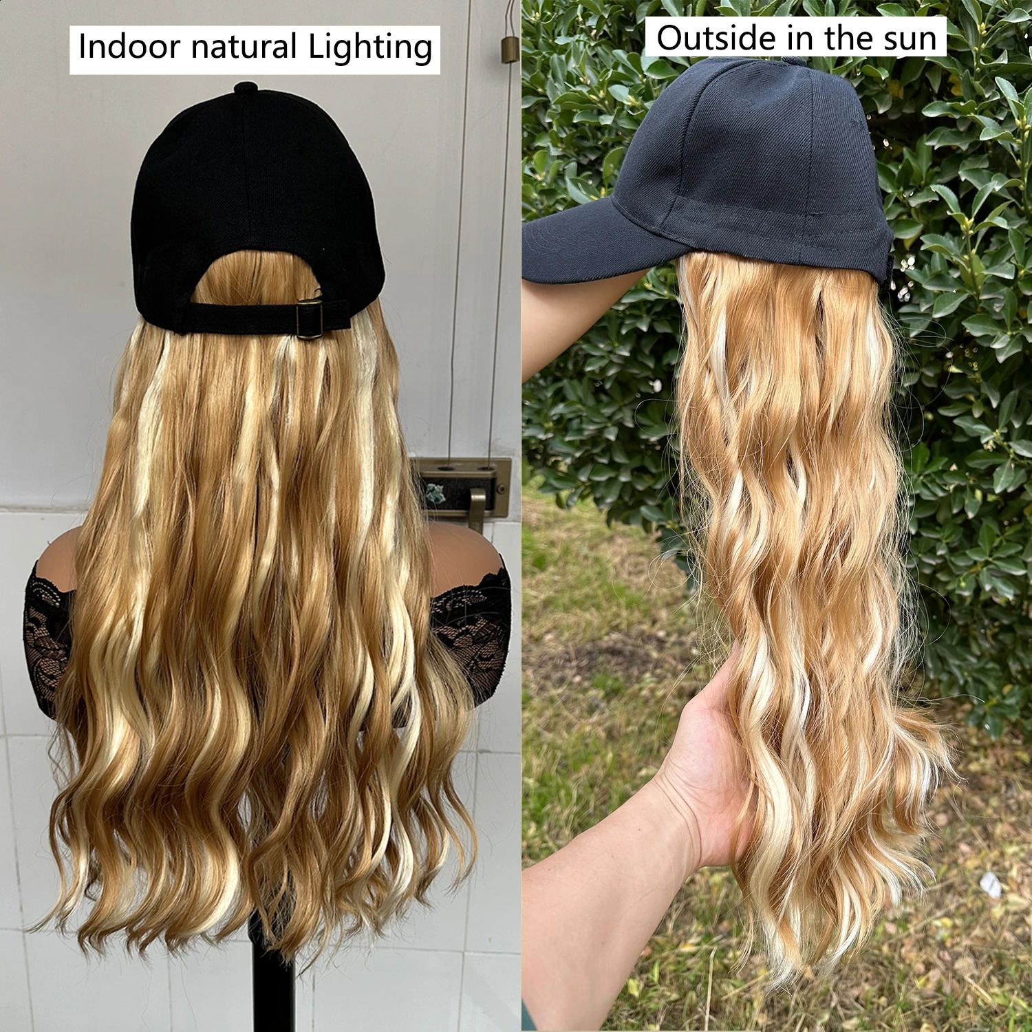 Cap Build Wavy Baseball Wig with Heat-friendly fiber detail view 5
