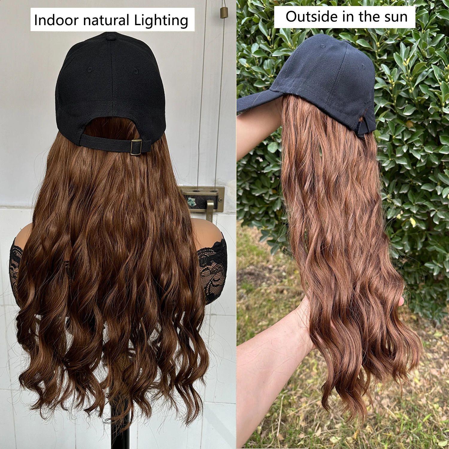 Cap Build Wavy Baseball Wig with Heat-friendly fiber detail view 4