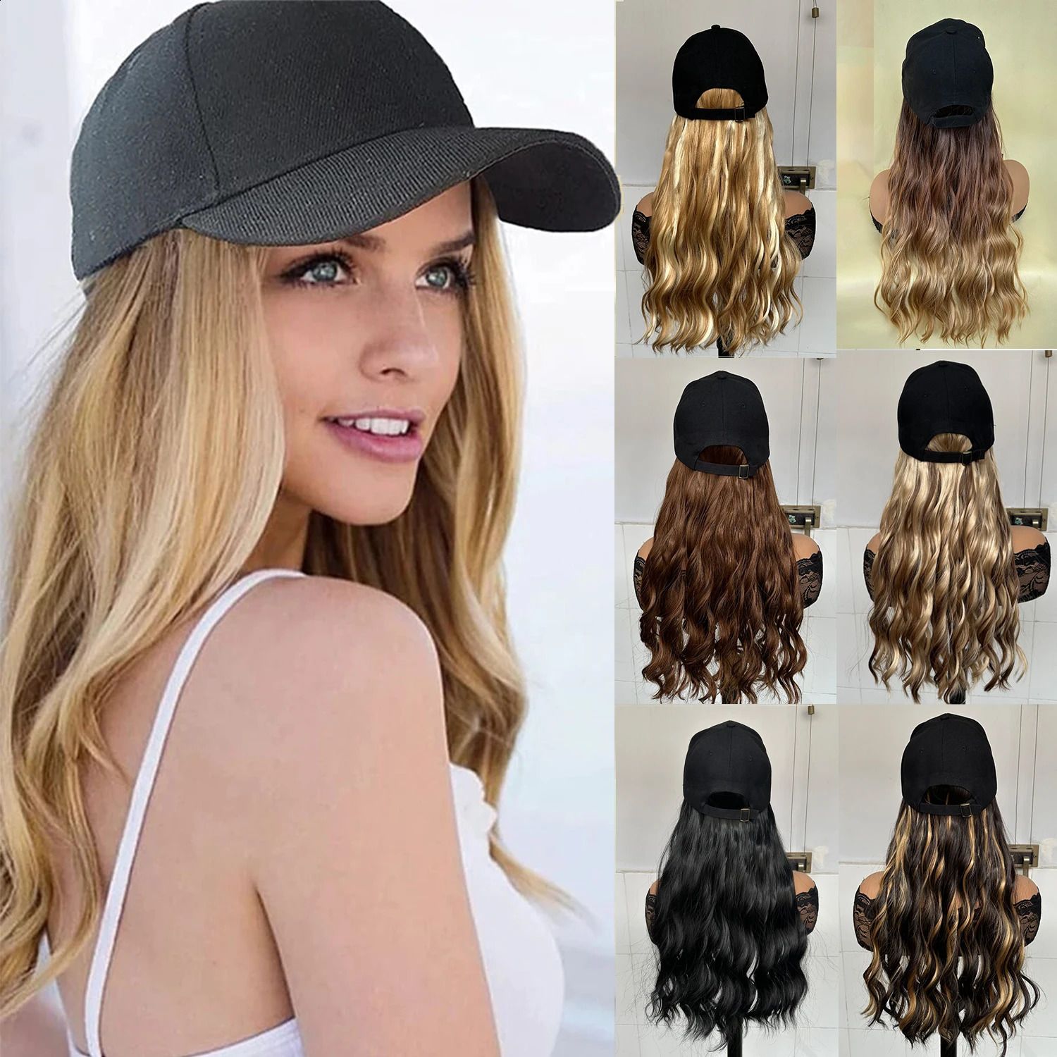 Cap Build Wavy Baseball Wig with Heat-friendly fiber
