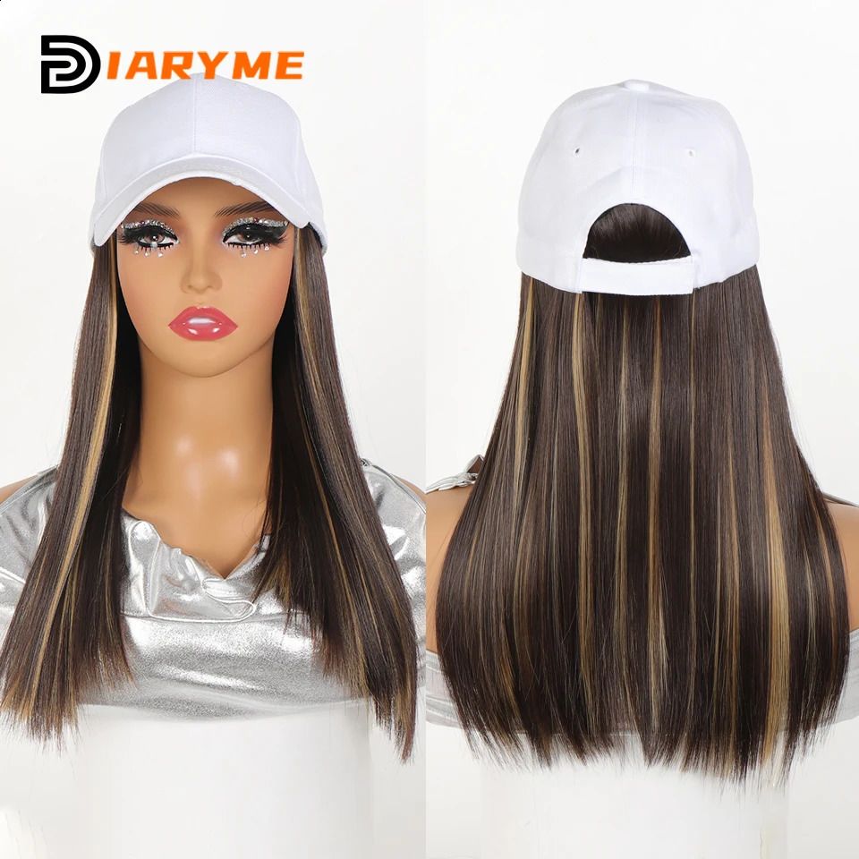 Black Cap Style Straight Baseball Wig view 3