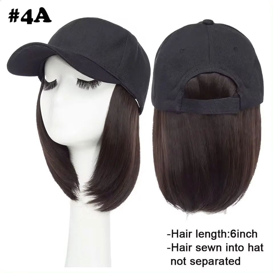 Baseball Cap with Hair Synthetic 6 Adjustable Short Straight detail view 3