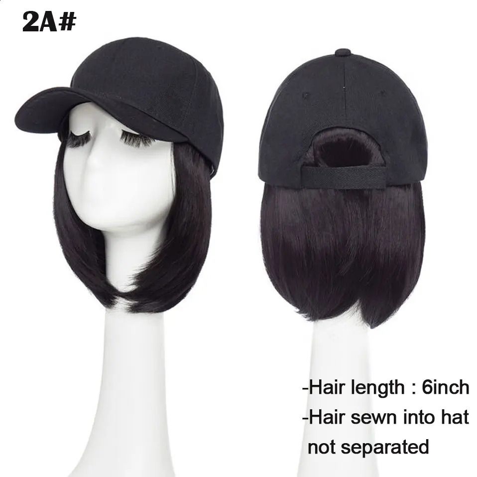Baseball Cap with Hair Synthetic 6 Adjustable Short Straight detail view 1