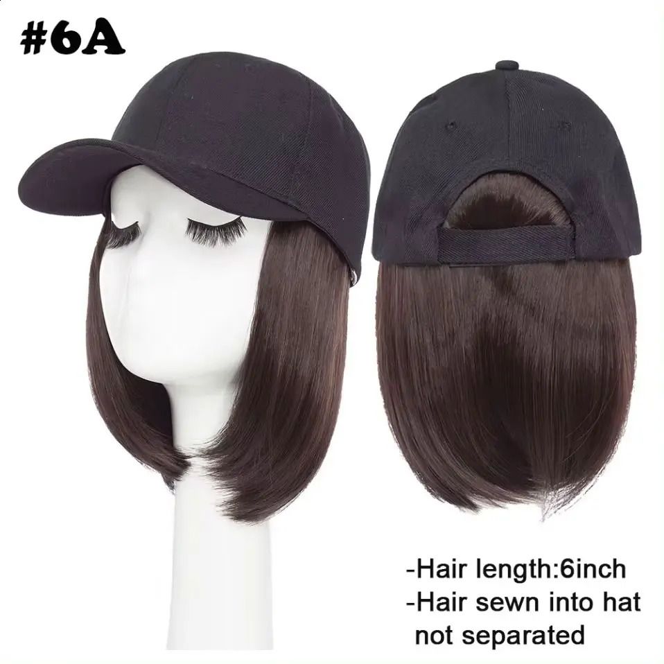 Baseball Cap with Hair Synthetic 6 Adjustable Short Straight detail view 4