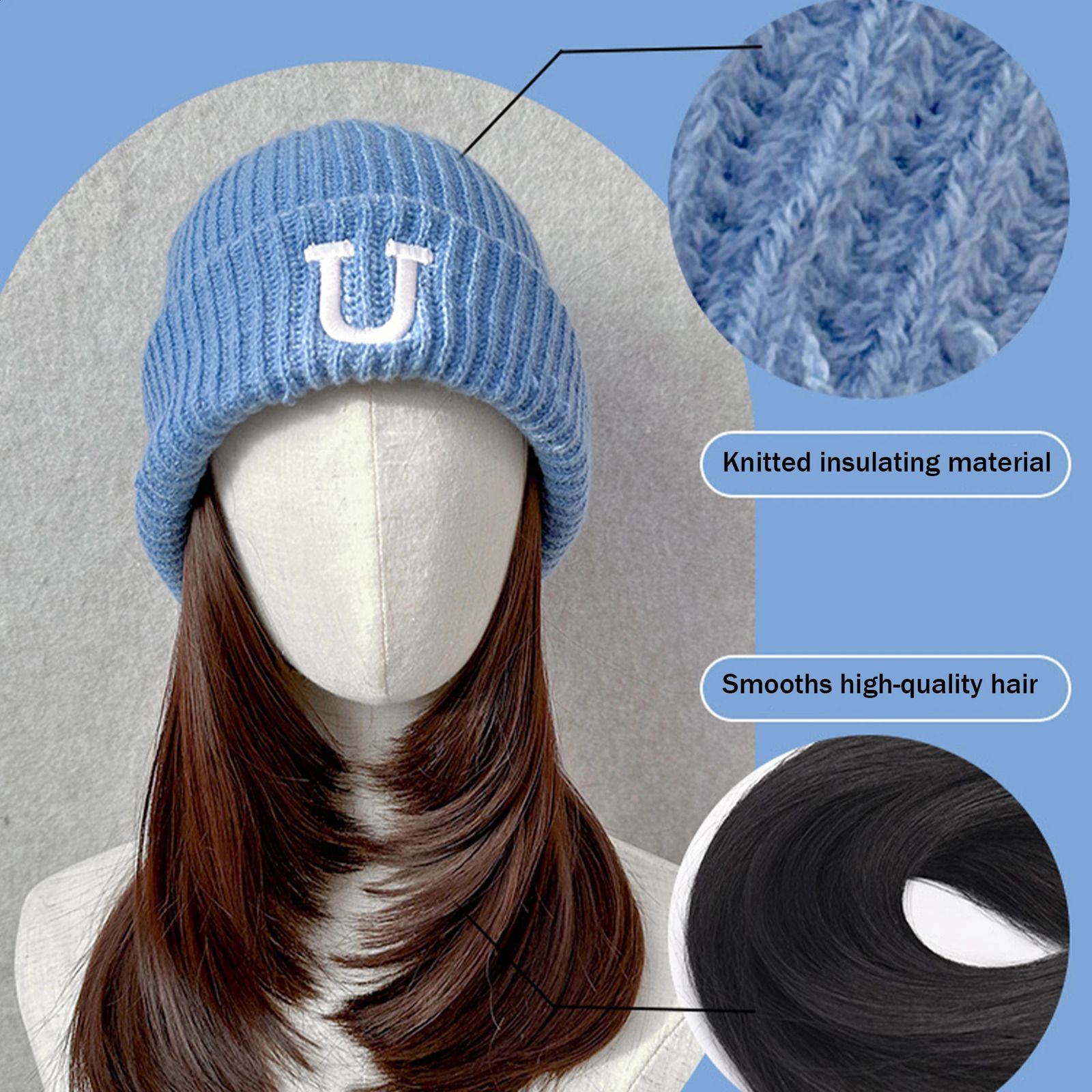 Synthetic 18inch hat wig all-in-one fashion autumn and winter bear view 3