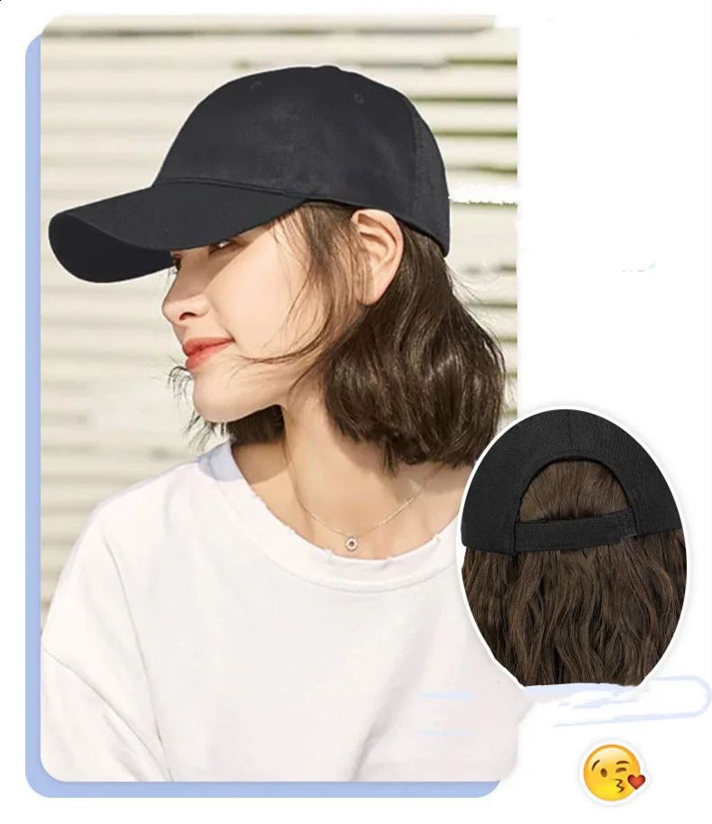 Fashion Hat Hair Medium Long Ladies Curly Wigs Hats Connected detail view 2