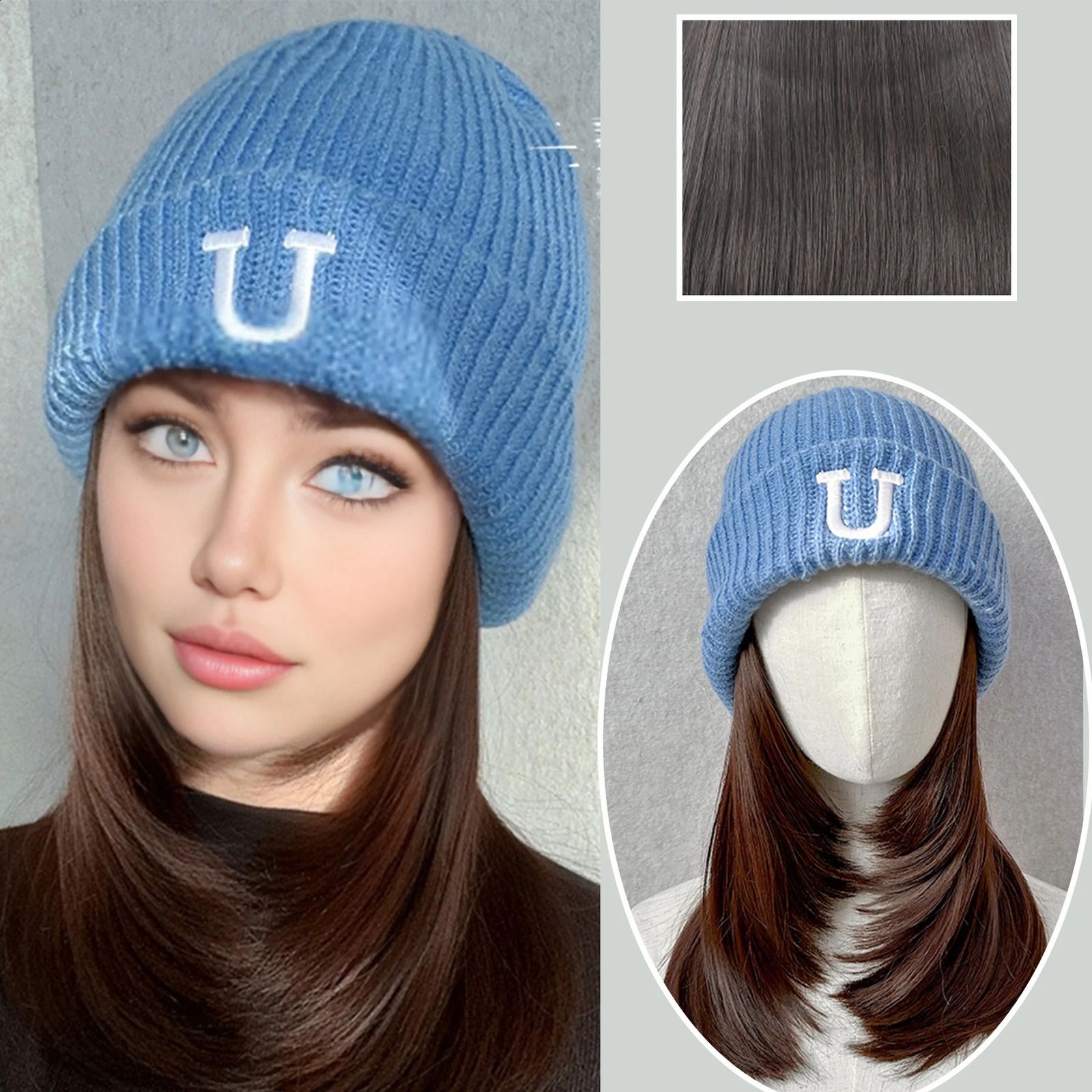 Synthetic 18inch hat wig all-in-one fashion autumn and winter bear view 2