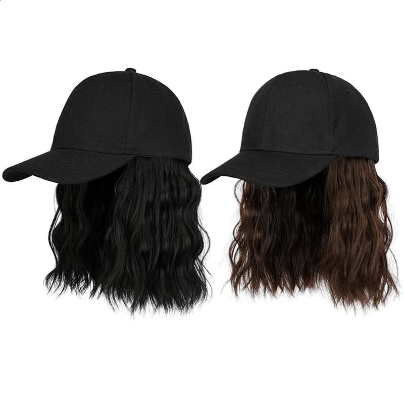 Fashion Hat Hair Medium Long Ladies Curly Wigs Hats Connected