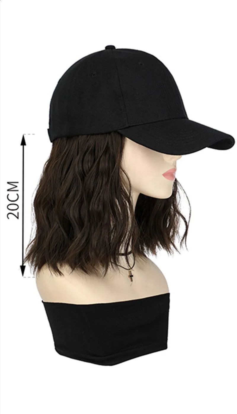 Fashion Hat Hair Medium Long Ladies Curly Wigs Hats Connected detail view 3