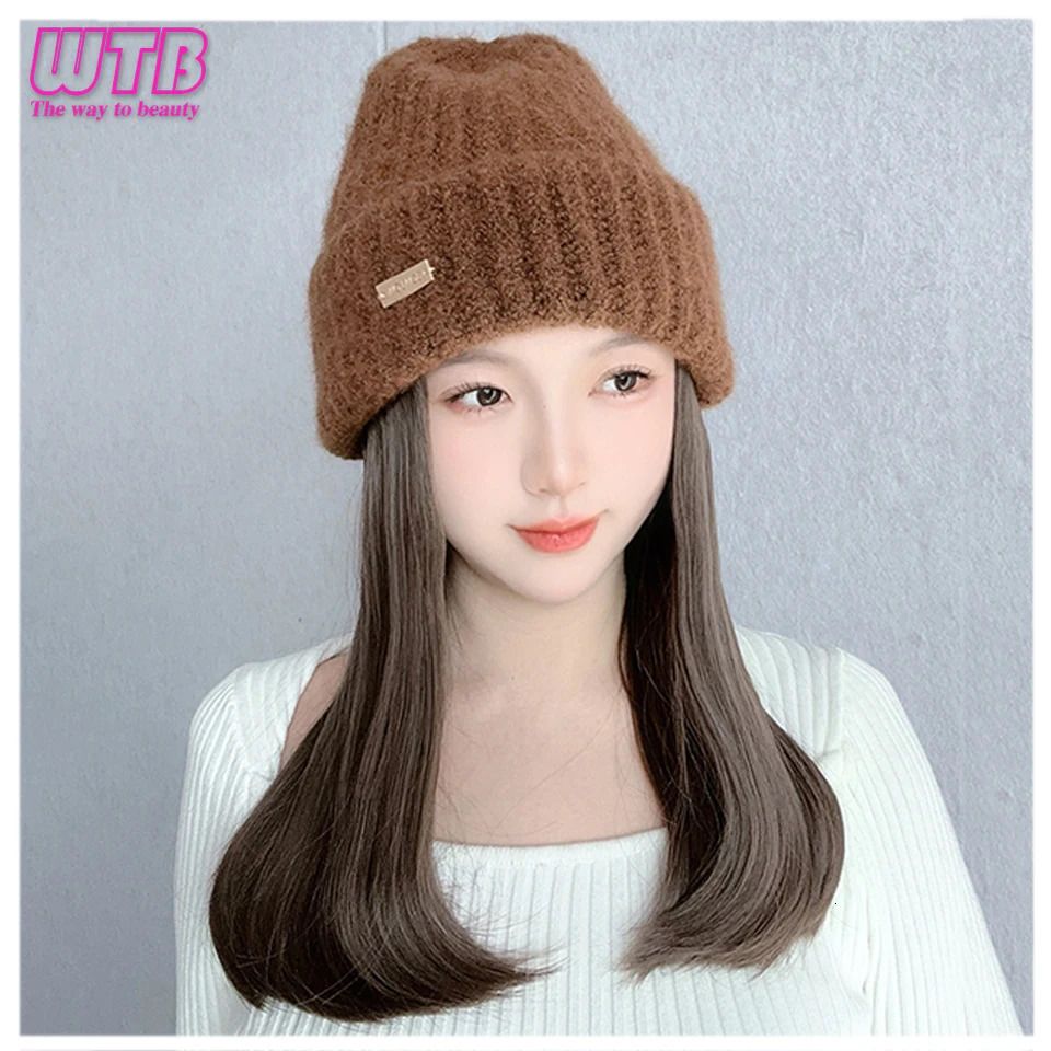 Brown Cap Build Straight Baseball Wig with Built-in cap design view 2