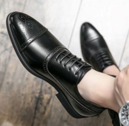 Mens Brown Cap Toe Brogue Dress Genuine Leather Lace Up Oxford Shoes Footwear For Business Formal Wedding Party Daily_voghion.com