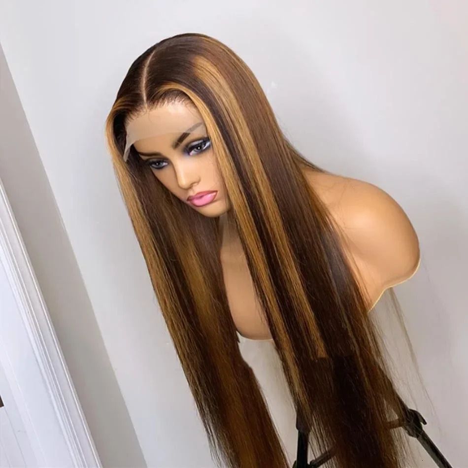 Brown P4/27 Straight 13x4 Lace Frontal Human Hair Wig Brazilian view 2