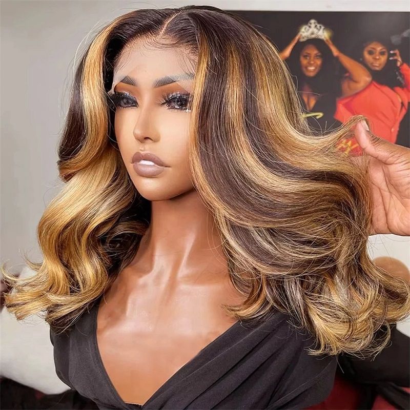 Body Wave Color Short Hair Gradient 13x4 Lace Forehead Wig detail view 5