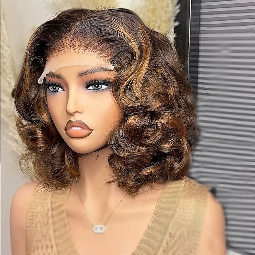 Body Wave Color Short Hair Gradient 13x4 Lace Forehead Wig