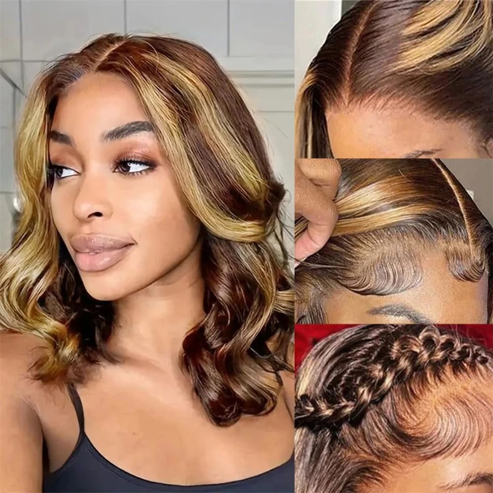 Body Wave Color Short Hair Gradient 13x4 Lace Forehead Wig view 2