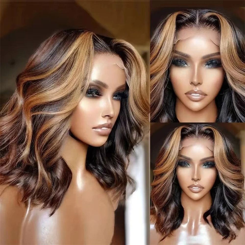 Body Wave Color Short Hair Gradient 13x4 Lace Forehead Wig view 3