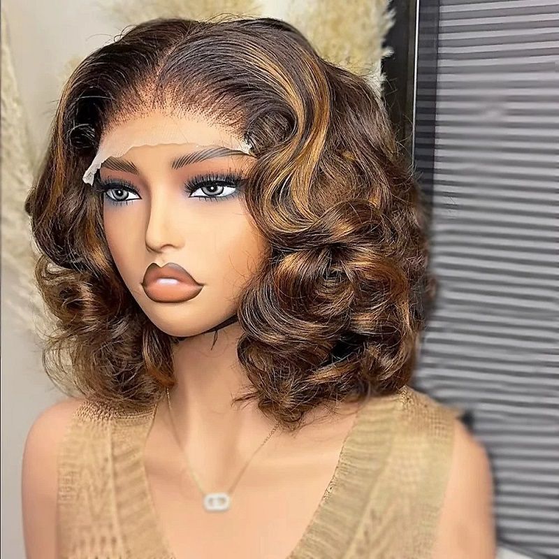 Body Wave Color Short Hair Gradient 13x4 Lace Forehead Wig detail view 2