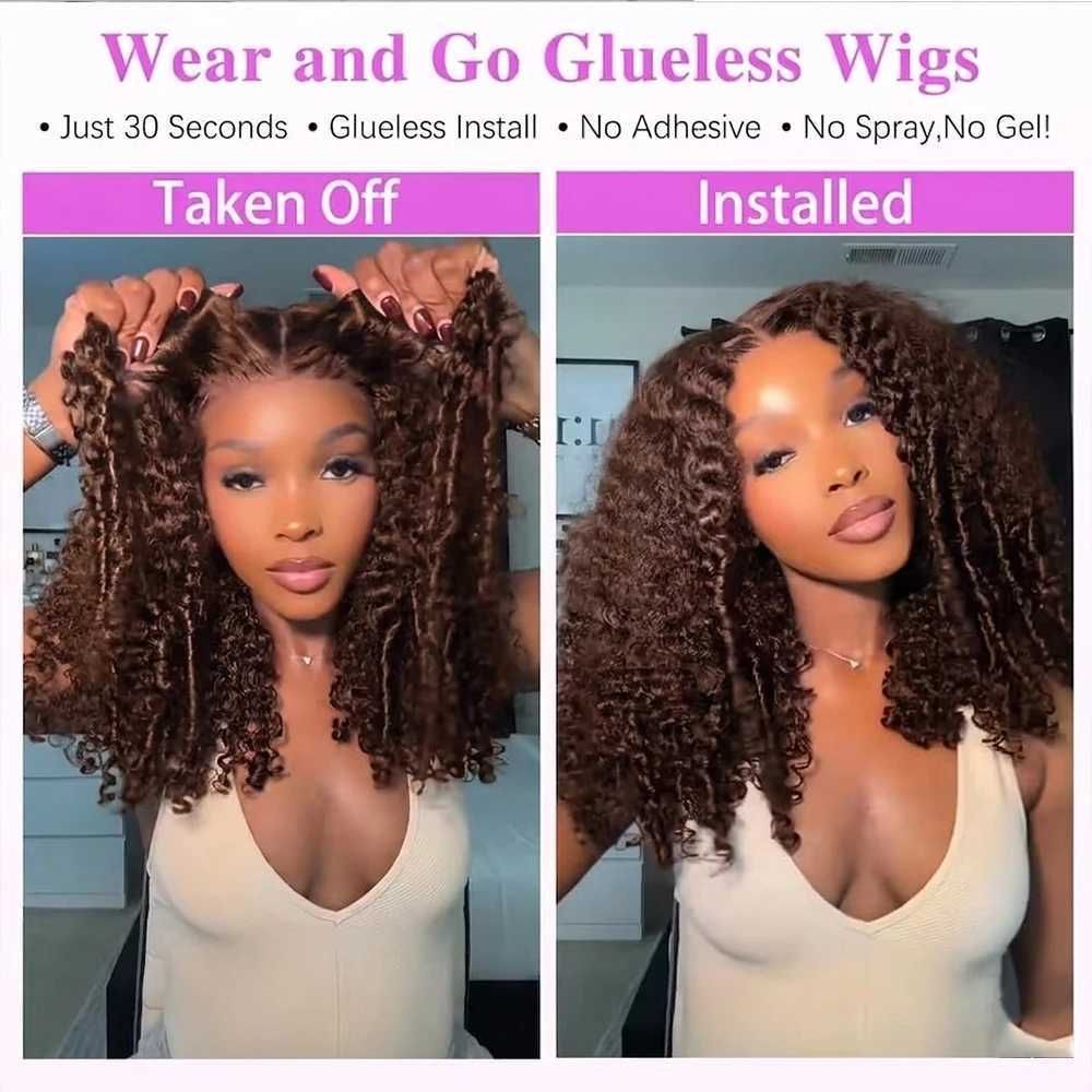 Chocolate Brown Burmese Curly Half Wig Human Hair Full 3 view 2