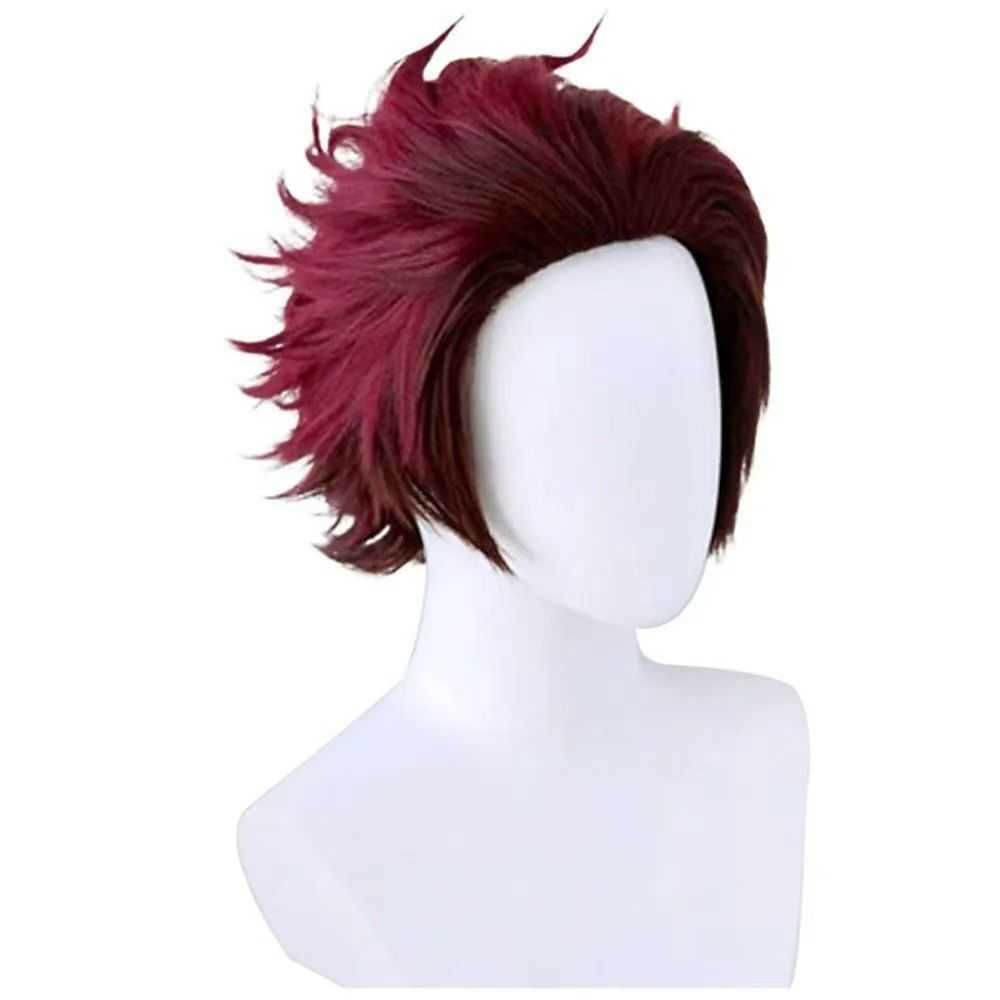 Demon Slayer Series Kamado Tanjirou Cosplay Wig Red Brown view 2